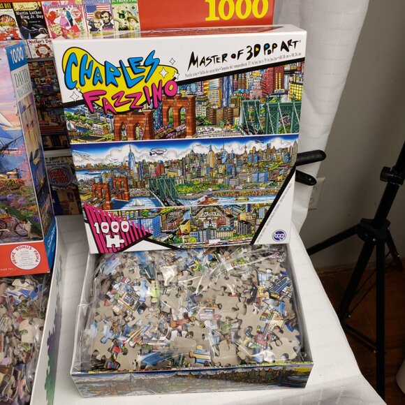 Puzzle 1000 pc Along The East River Charles Fazzino 27x19 TCG Toys 3D Pop Art - Picture 14 of 14